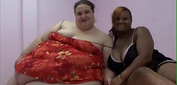  Huge white woman Sexy Mae has hard fuck in bed with a black BBW slut Mz Thick